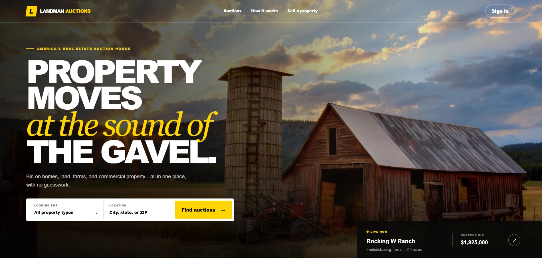 Online auction marketplace homepage