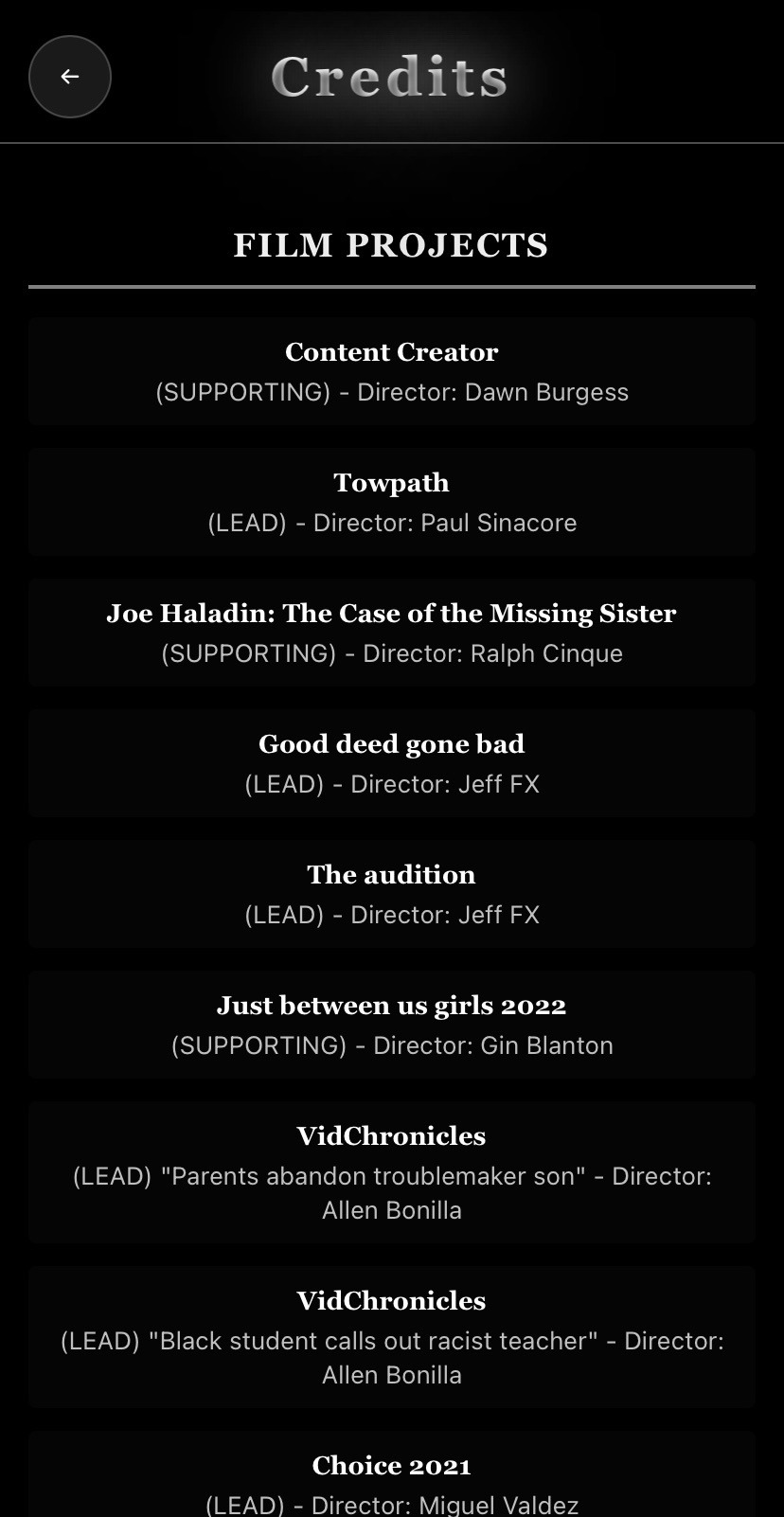 Mobile Credits Page - Ryan Gates