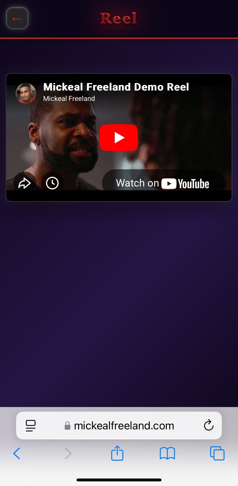 Mobile Demo Reel Page - Mickeal Treeland