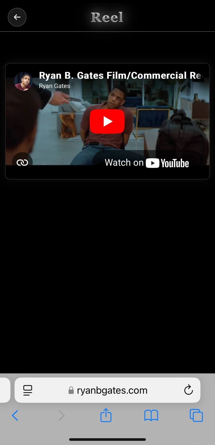 Mobile Demo Reel Page - Ryan Gates